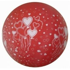 Balón červený so srdiečkami 1m