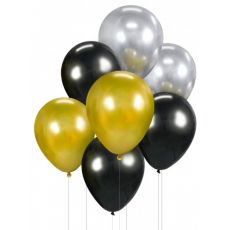 Balóny zlaté, strieborné a čierne 7ks