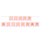 Banner Happy Birthday ružový