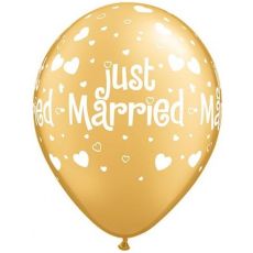 Balón Just Married zlatý 28cm